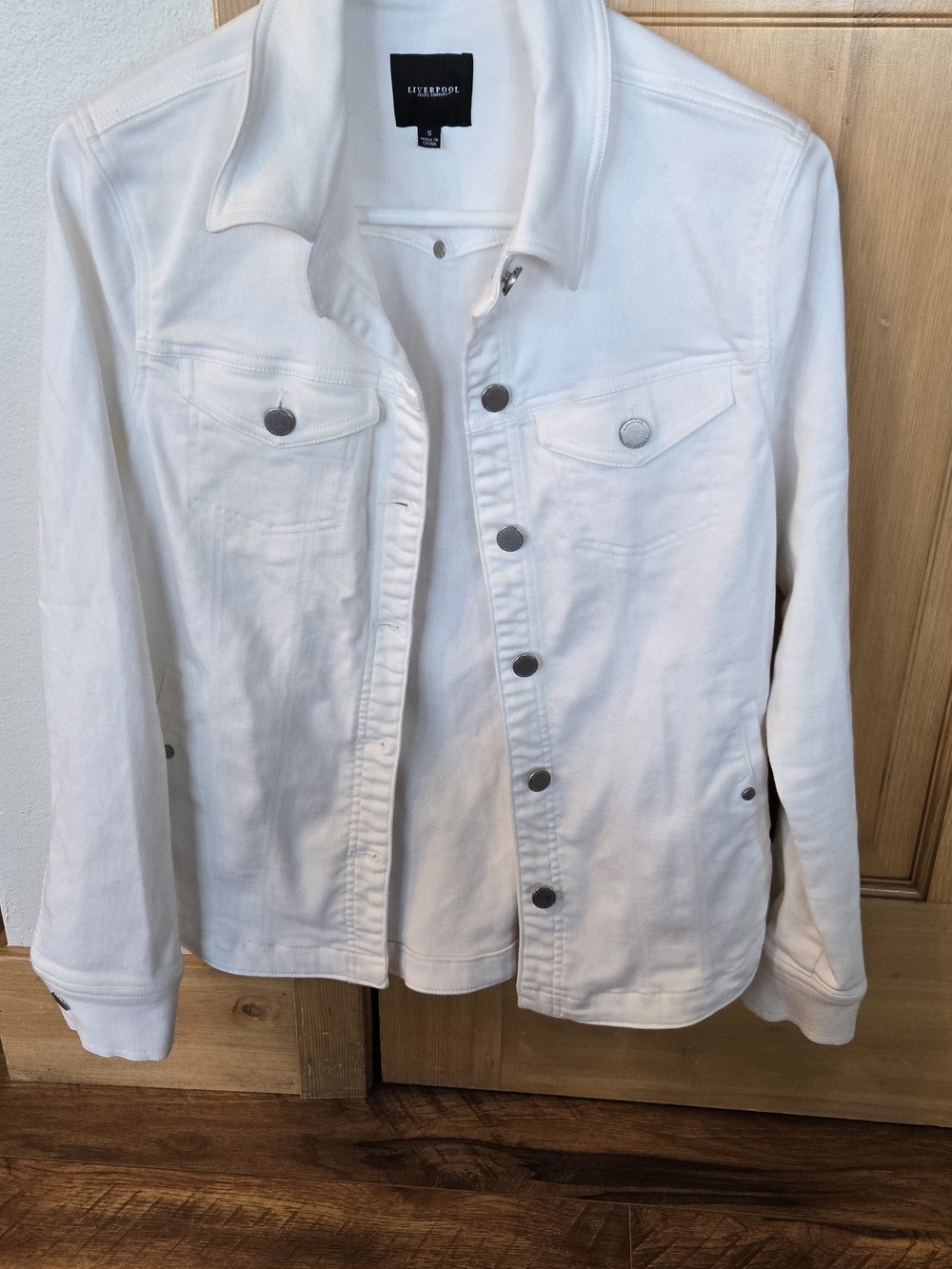 Liverpool Jeans Company White Denim Jacket with Metal Buttons